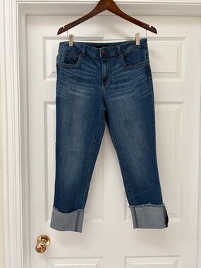 1822 Denim Dark Blue Cropped Cuffed Jeans